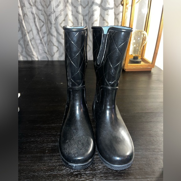 Sperry Top-Sider Womens Nellie Black Quilted Rain Boots sz 7 - Picture 2 of 4